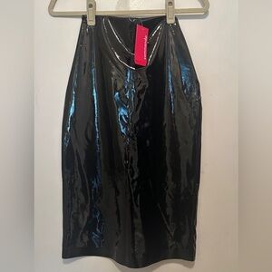 Commando Shiny Black Pencil Skirt